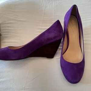 Cole Haan Lainey Suede Wedge Pump Purple Reign Size 8.5